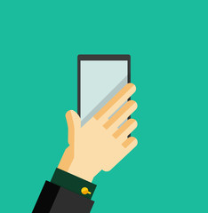 Wall Mural - Hand holding smart phone trendy flat design