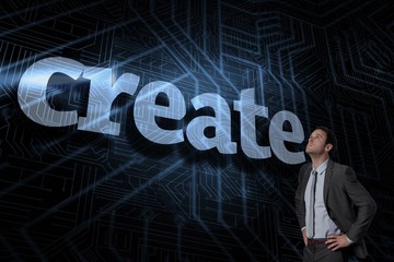 Poster - Create against futuristic black and blue background