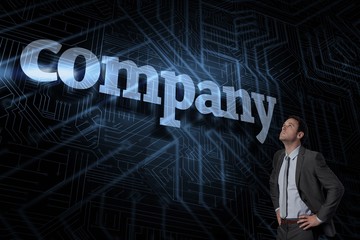 Poster - Company against futuristic black and blue background