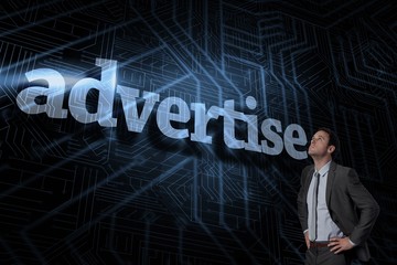 Poster - Advertise against futuristic black and blue background