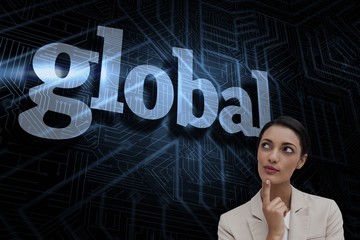 Poster - Global against futuristic black and blue background