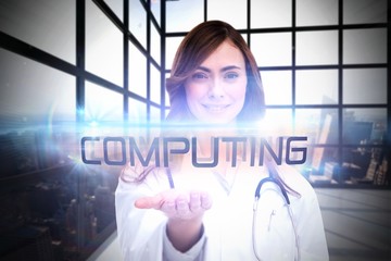 Poster - Computing against room with large window showing city