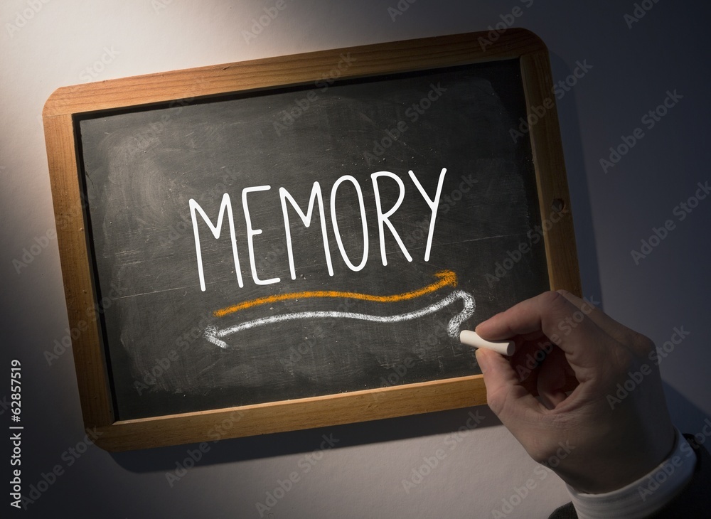 Hand writing Memory on chalkboard