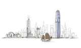 Fototapeta  - Artistic sketch of Hong Kong bay, sketch collection