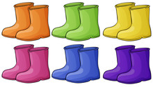 A Group Of Colorful Boots