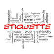 Etiquette Word Cloud Concept in red caps