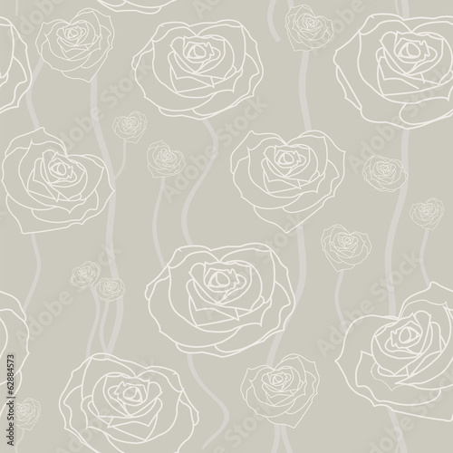 Naklejka dekoracyjna Floral rose background, seamless