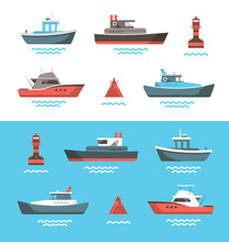 Vector Illustration Of Boats