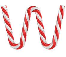 Christmas Candy Cane Font - Letter W