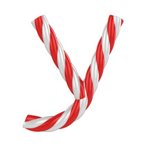 Christmas Candy Cane Font - Letter Y