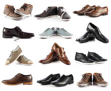 Male Shoes Collection.  Men Shoes Over White Background