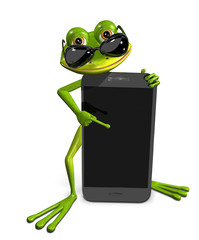 Sticker - frog with a smartphone