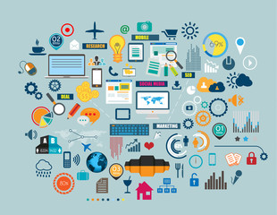Poster - Flat Style Diagram, Infographic and UI Icons