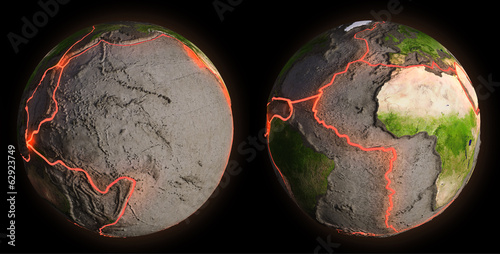 Fotografia, Obraz Earth's fault lines between tectonic plates
