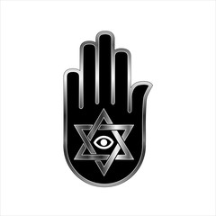 Wall Mural - Logo for psychic or fortune teller -Star of David on ahimsa hand