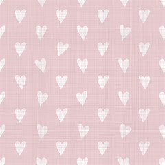 Poster - seamless doodle hearts pattern with fabric texture