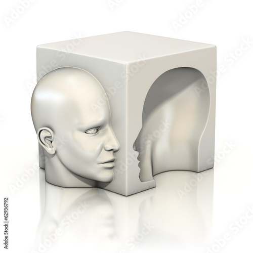 Fotomural alter ego, psychology, abstract human head 3d concept