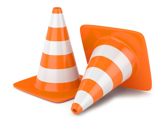 Traffic cones isolated on white background