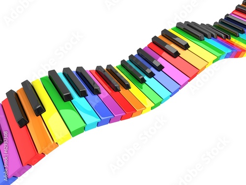 Naklejka - mata magnetyczna na lodówkę colorful piano keyboard wave