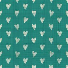 Fototapete - seamless doodle hearts pattern with fabric texture