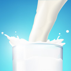 Wall Mural - milk is poured into a glass