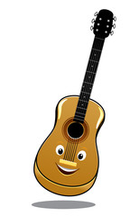 Sticker - Cartoon wooden country guitar