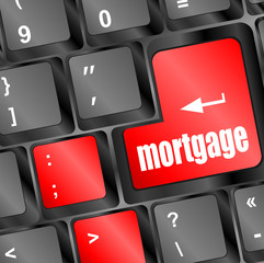 Poster - Keyboard with single button showing the word mortgage