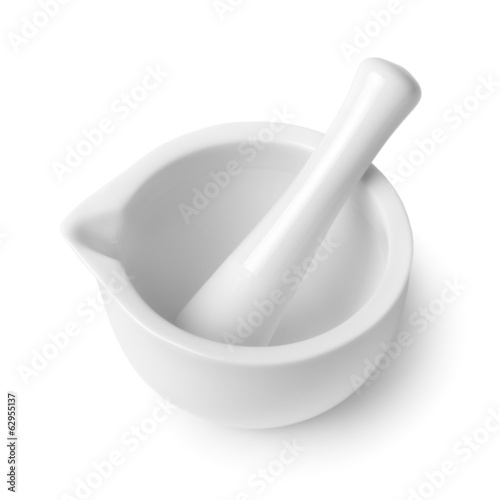 Fotomural mortar and pestle isolated on white background