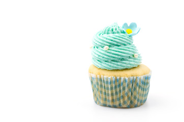 Vanilla cupcakes isolated white background