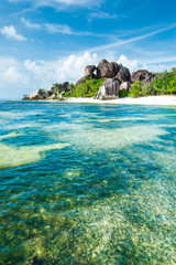 Wall Mural - Anse Sous d'Argent beach with granite boulders