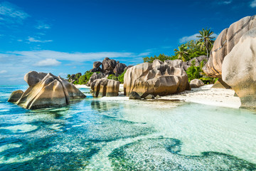 Wall Mural - Anse Sous d'Argent beach with granite boulders