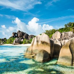 Wall Mural - Anse Sous d'Argent beach with granite boulders