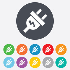 Poster - Electric plug sign icon. Power energy symbol.