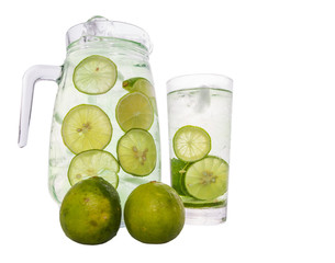 Wall Mural - Lime Juice Over White Background