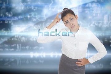 Poster - Hacker against math equation background