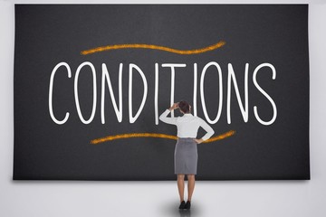 Poster - Businesswoman considering the word conditions