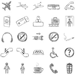 Vector Set of Sketch Airport Icons