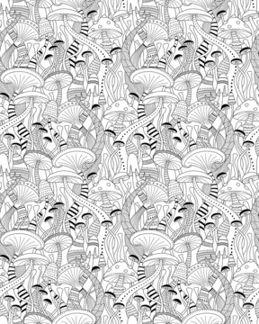 Fototapete -  - Mushrooms seamless pattern