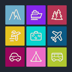 Canvas Print - Travel  web icons set 1, color buttons