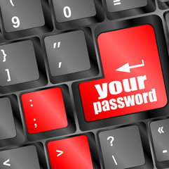 Poster - your password button on keyboard keys - security concept