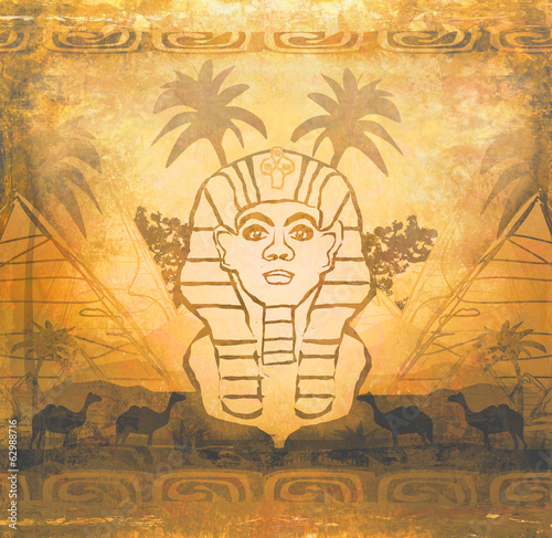 Naklejka na kafelki abstract grunge frame - Great Sphinx of Giza