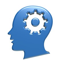 Human Head Blue Gear 3d Logo Image