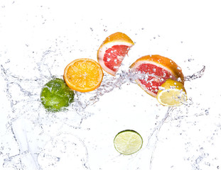 Fruit with water splash