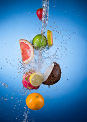 Wall Mural - Fruit with water splash