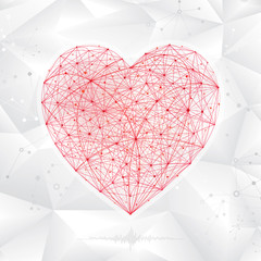 Poster - Abstract background of molecular heart shape.
