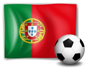 Wall Mural - A soccer ball in front of the Portugal flag