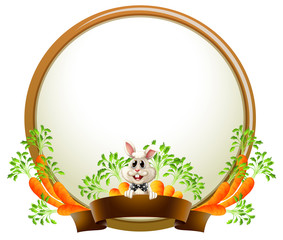 Sticker - A round empty template with a rabbit