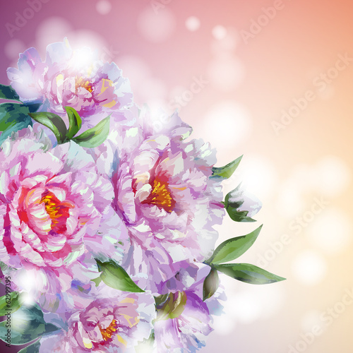 Naklejka dekoracyjna Peonies flowers background.