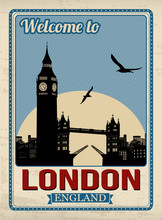 Big Ben Tower From London Retro Poster