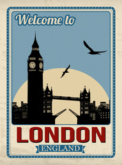 Big ben tower from London retro poster